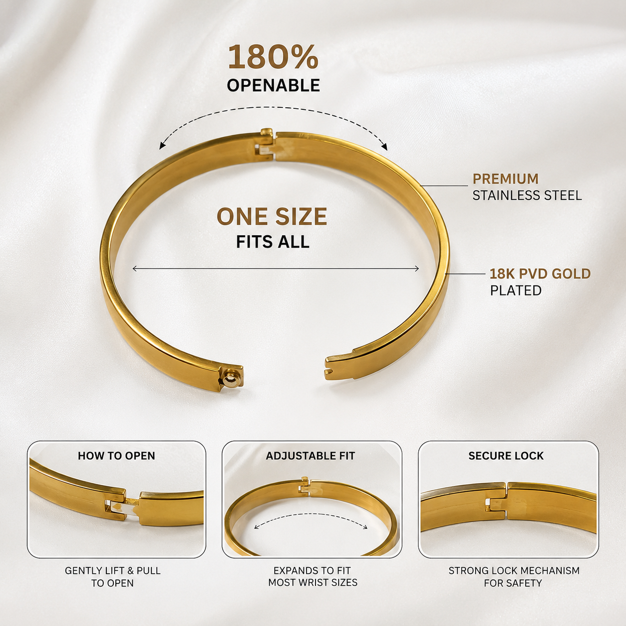 Real Gold Look Dual Finish Kada