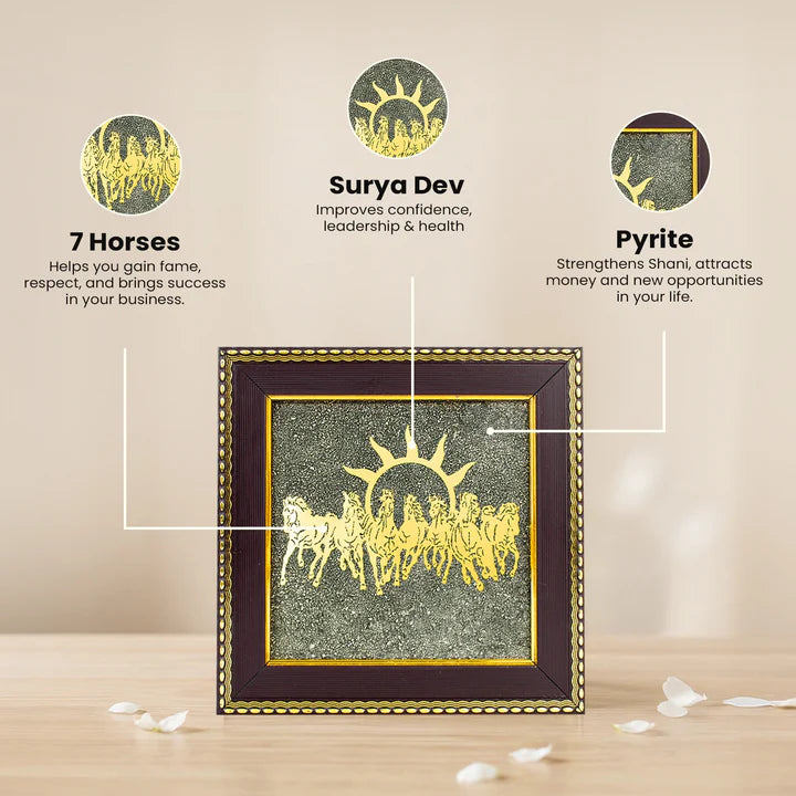 7 Horses Pyrite Wealth & Prosperity Frame