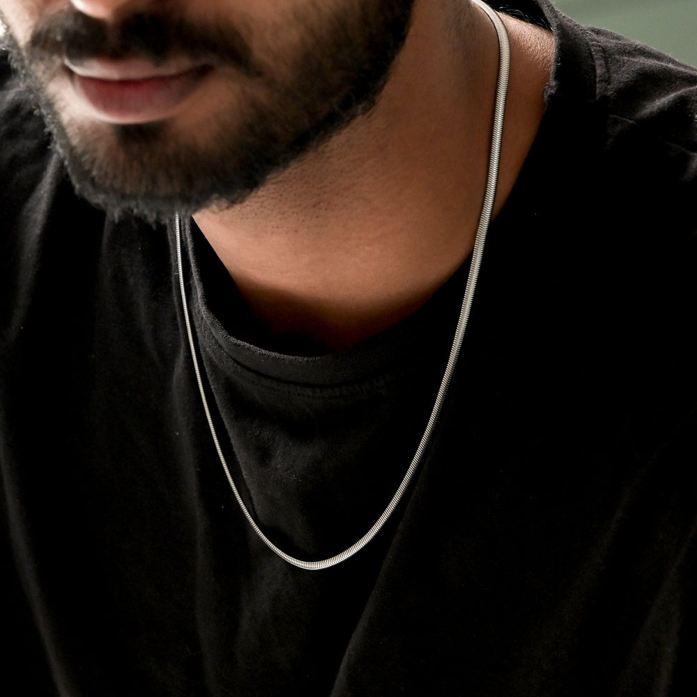 Silver Herringbone Chain, Herringbone Necklace, Minimal Chain for Men, Stainless Steel Chain, Everyday Chain, Men's Silver Necklace, Gen Z Jewellery, Minimal Jewellery for Men, Layering Chain.