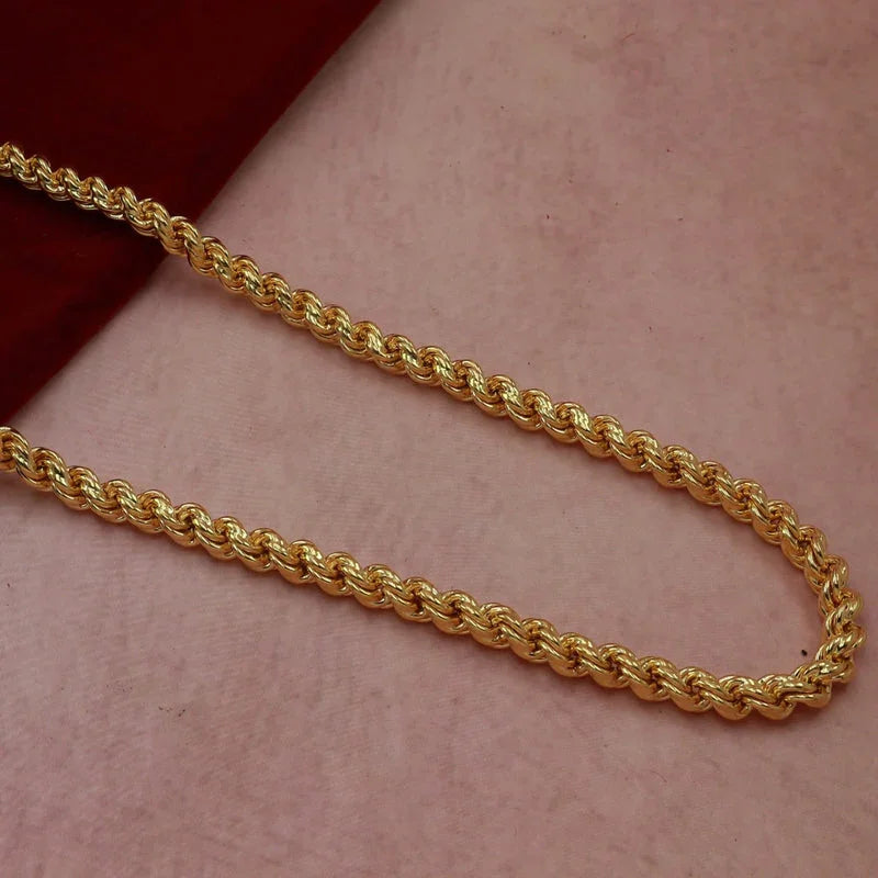 1 Gram Gold Plated Diamond Cut Rope Chain for Men –  Anti-Tarnish | Premium Gold Finish