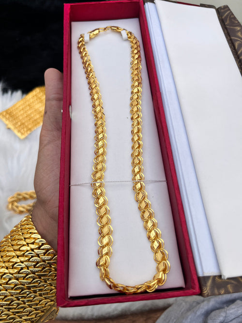 Men's 1 Gram Gold Plated Lotus Design Chain