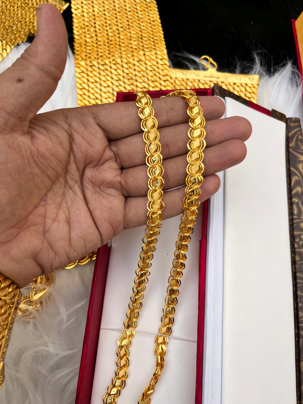 Men's 1 Gram Gold Plated Lotus Design Chain