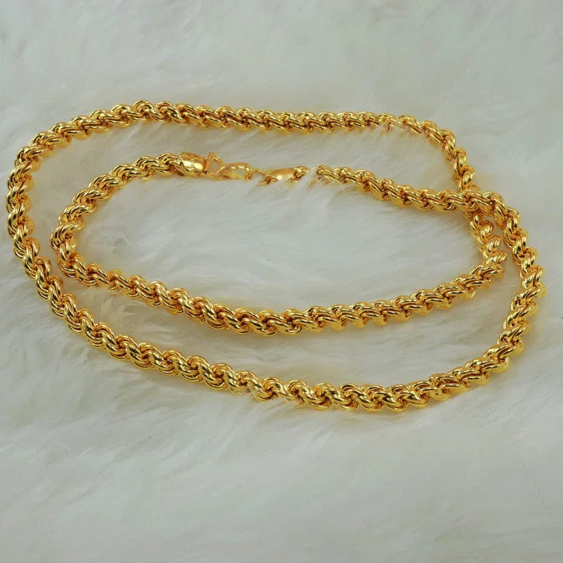1 Gram Gold Plated Diamond Cut Rope Chain for Men –  Anti-Tarnish | Premium Gold Finish
