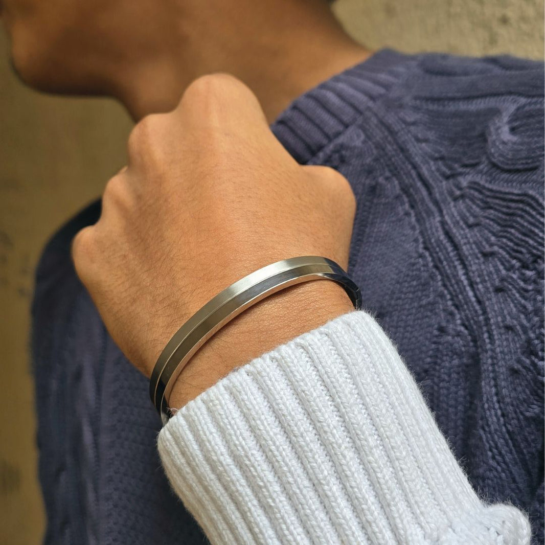 Dual Tone Real Gold Look Men's Kada