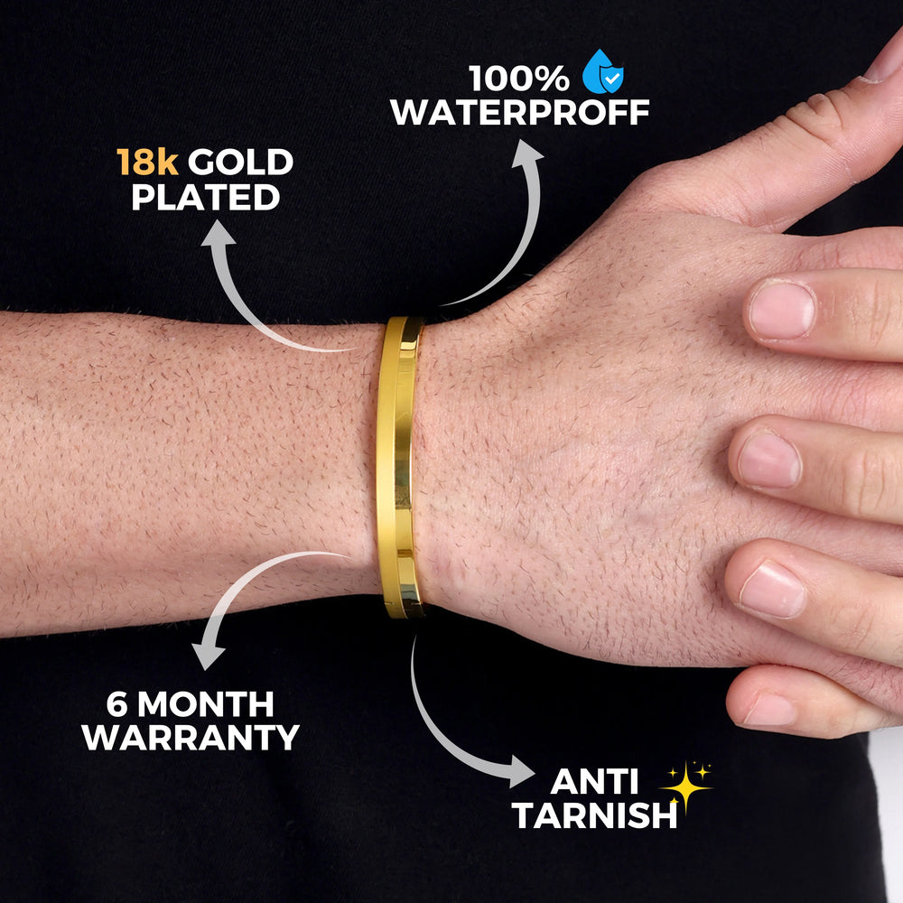 Dual Tone Real Gold Look Men's Kada