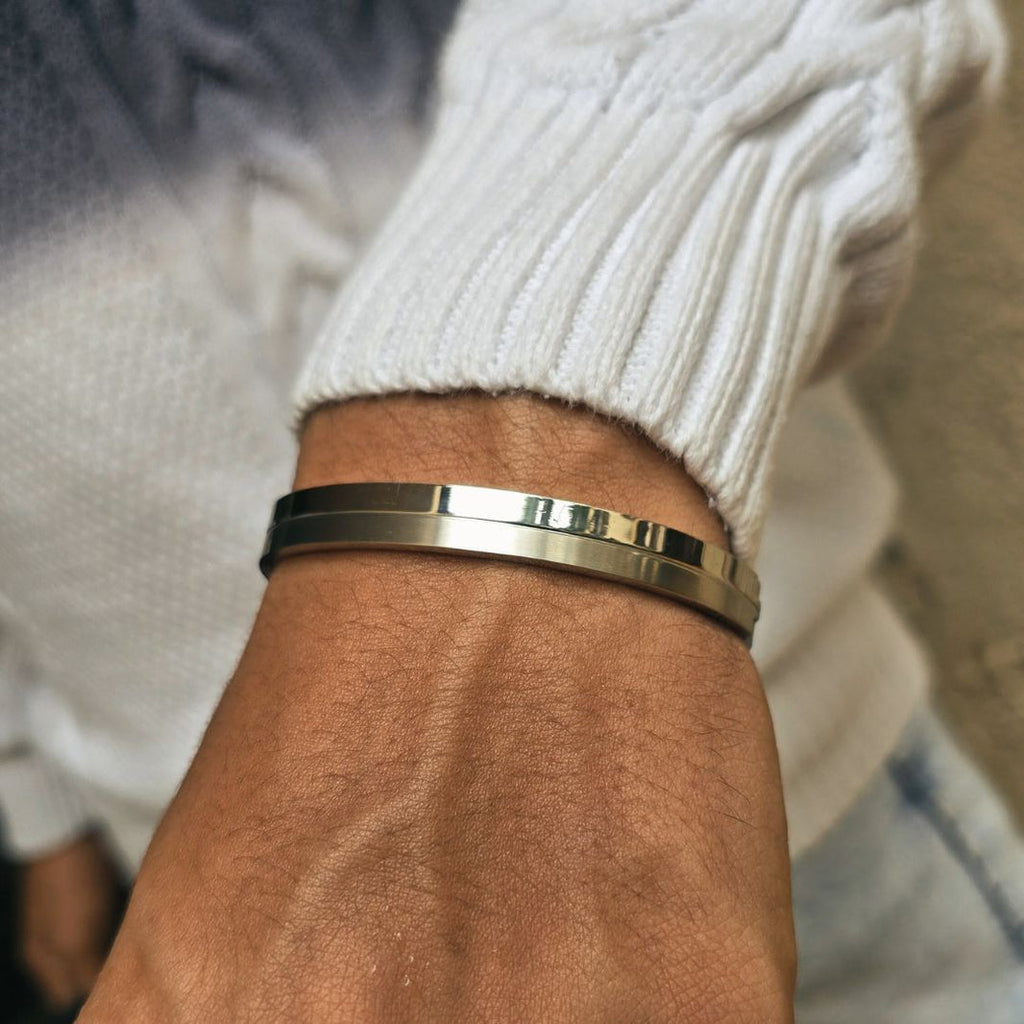 Dual Tone Real Gold Look Men's Kada
