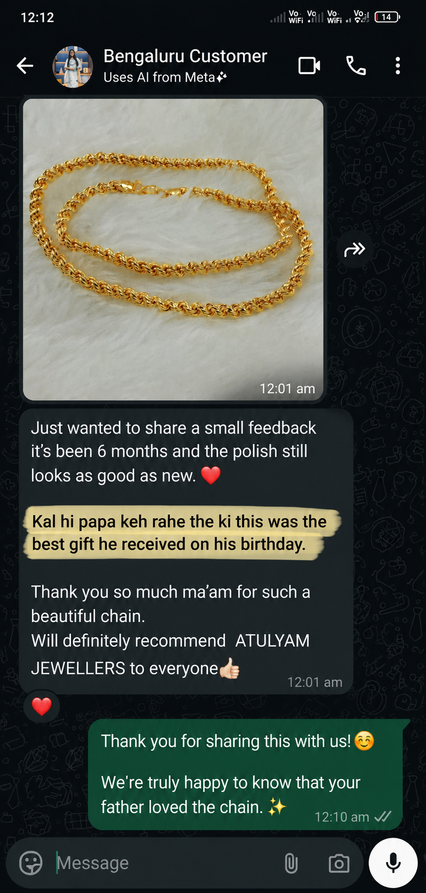 Men's 1 Gram Gold Plated Diamond Cut Rope Chain
