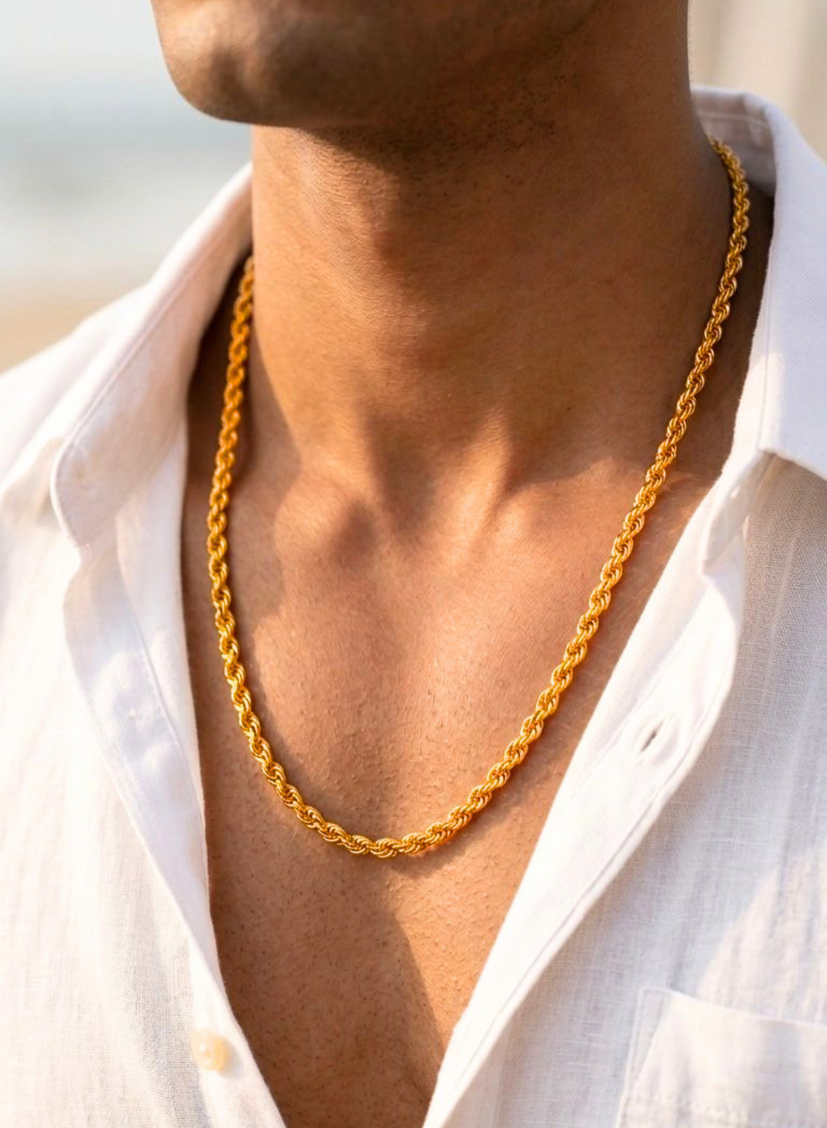 Men's 1 Gram Gold Plated Diamond Cut Rope Chain